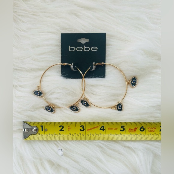 NWT - Bebe " Evil Eye Dangle Drop Hoops Earrings" - Picture 4 of 12